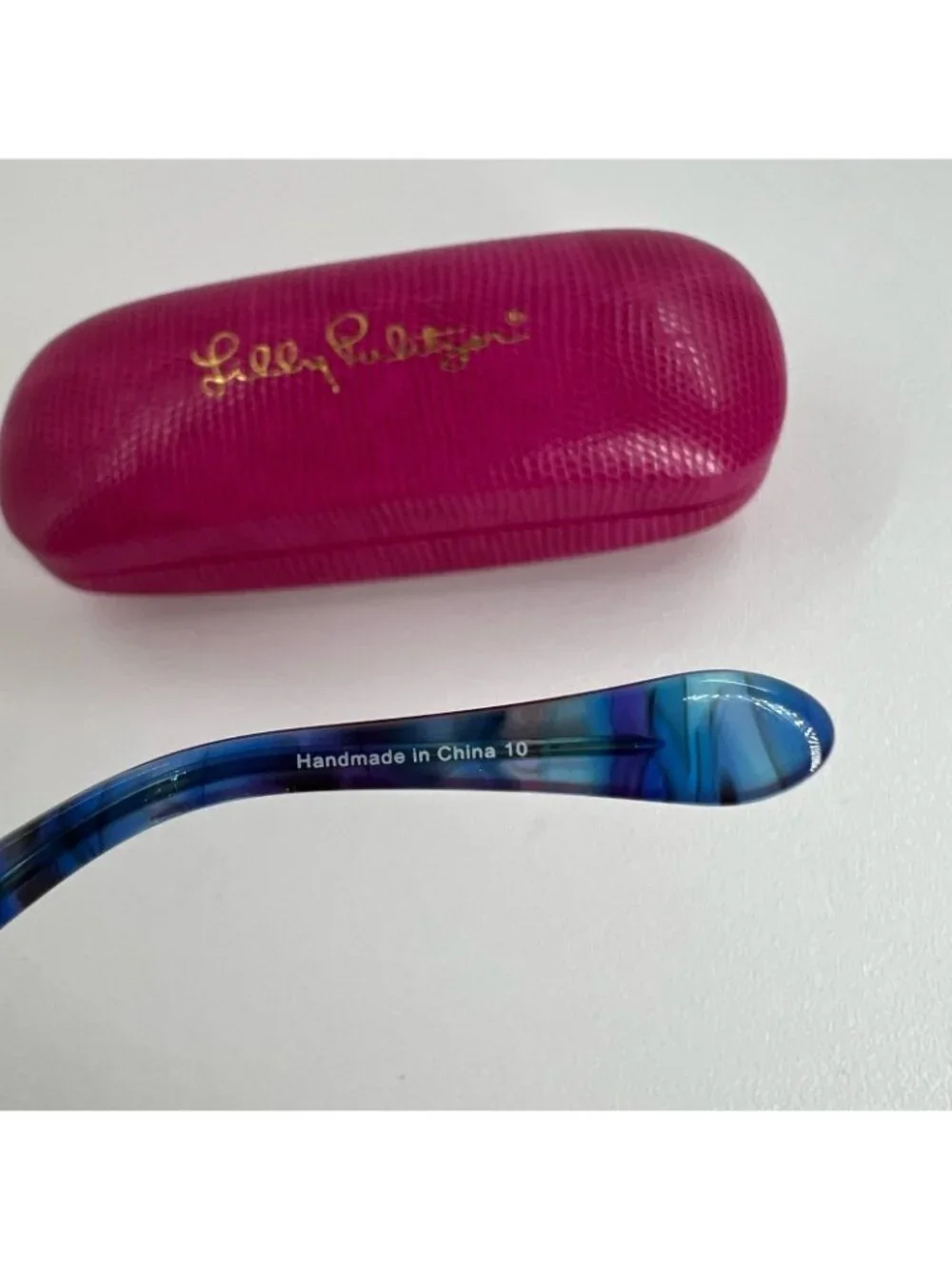 Lilly Pulitzer Havana Cat Eye Sunglasses Womens Gradient Lenses Case Blue Marble